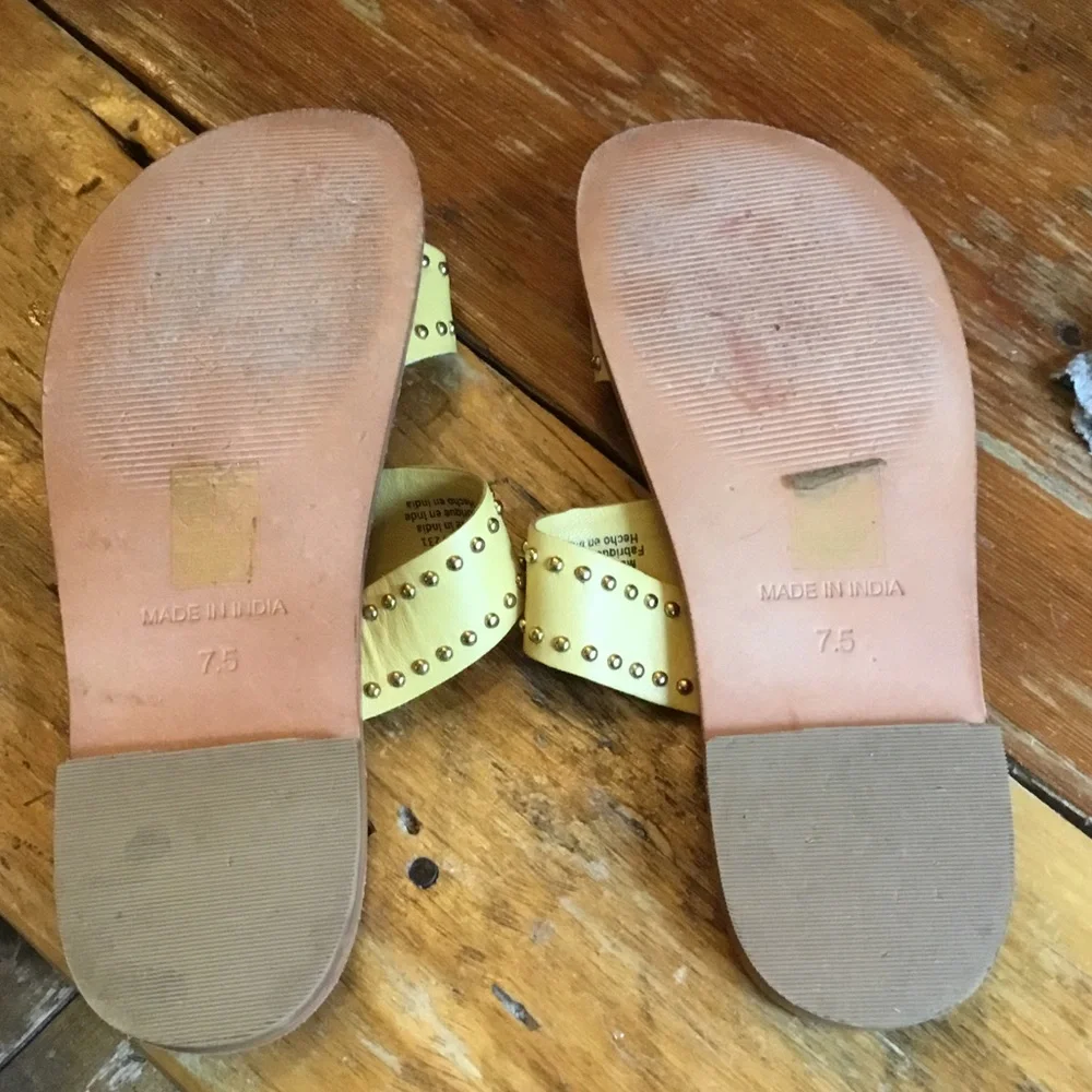 Free People Yellow Double-Stud Slide Sandals